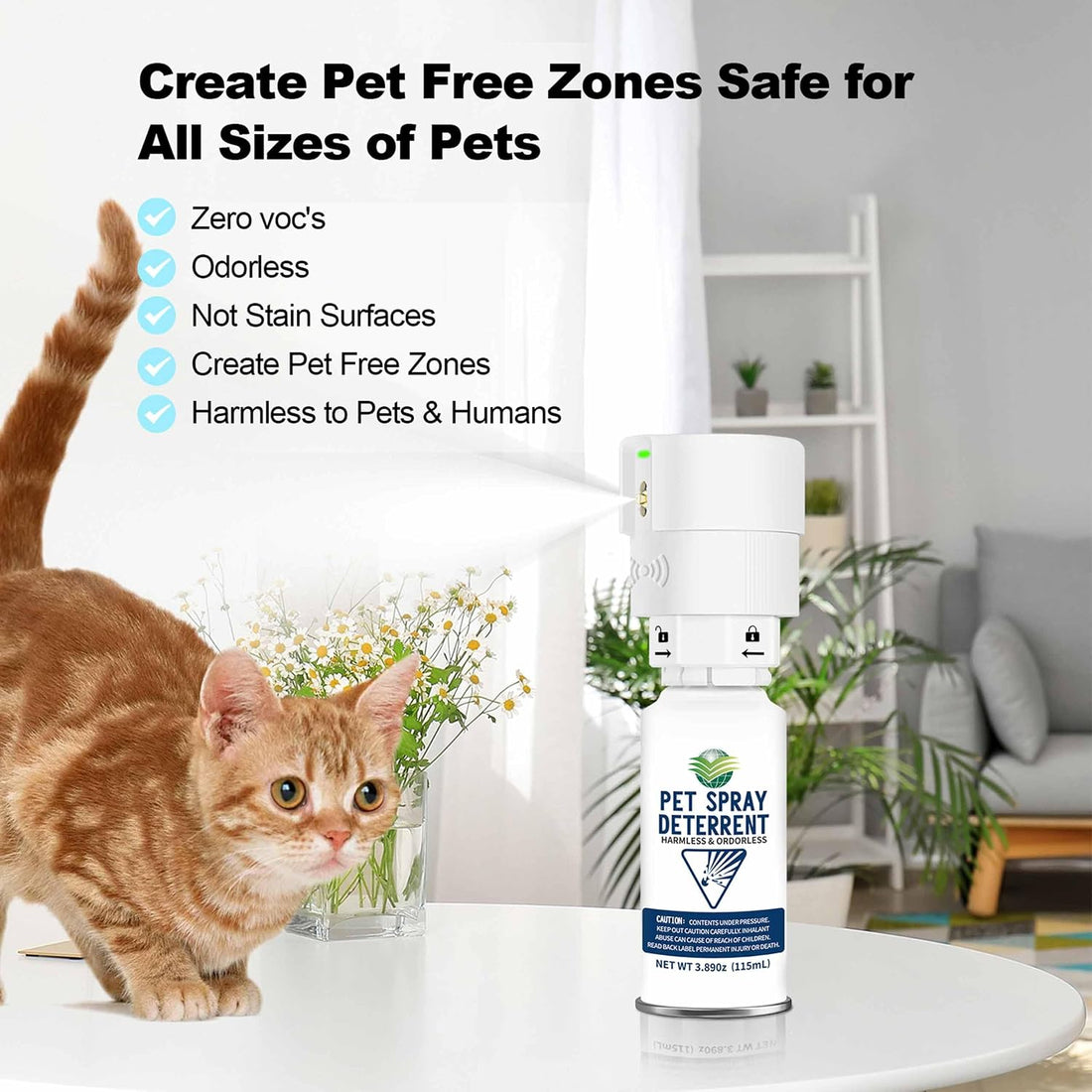 Motion Activated Pet Deterrent Spray System for Cats & Dogs, Odorless