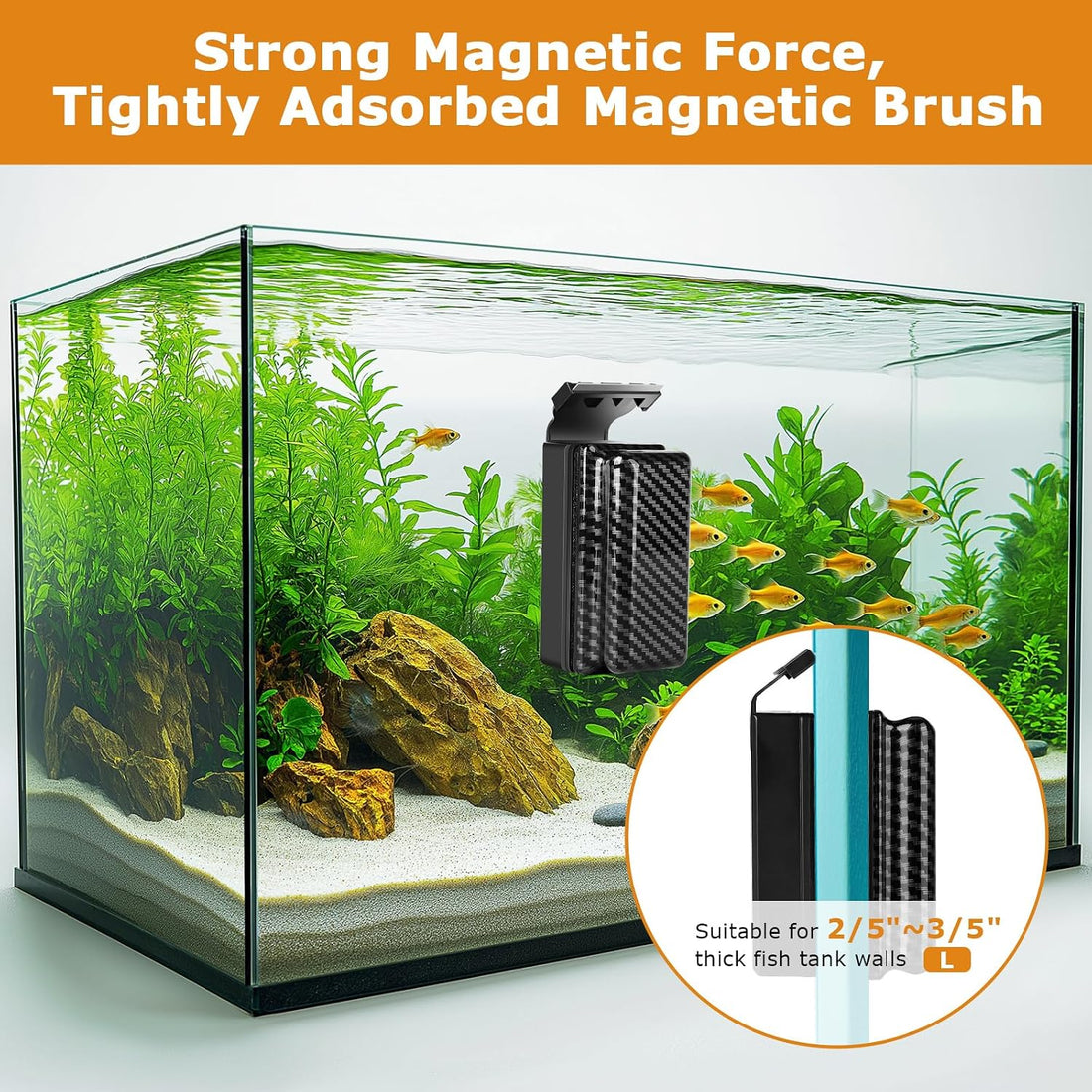 hygger Magnetic Fish Tank Cleaner, Aquarium Glass Cleaner
