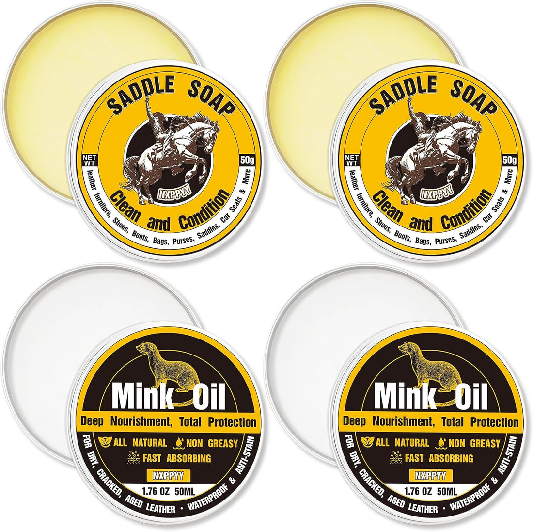 Leather Boot Care Kit, Mink Oil & Saddle Soap for Leather Cleaner