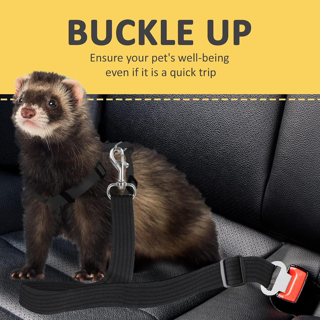 SunGrow Dog Seat Belt for Car, Adjustable Nylon Pet Seatbelt