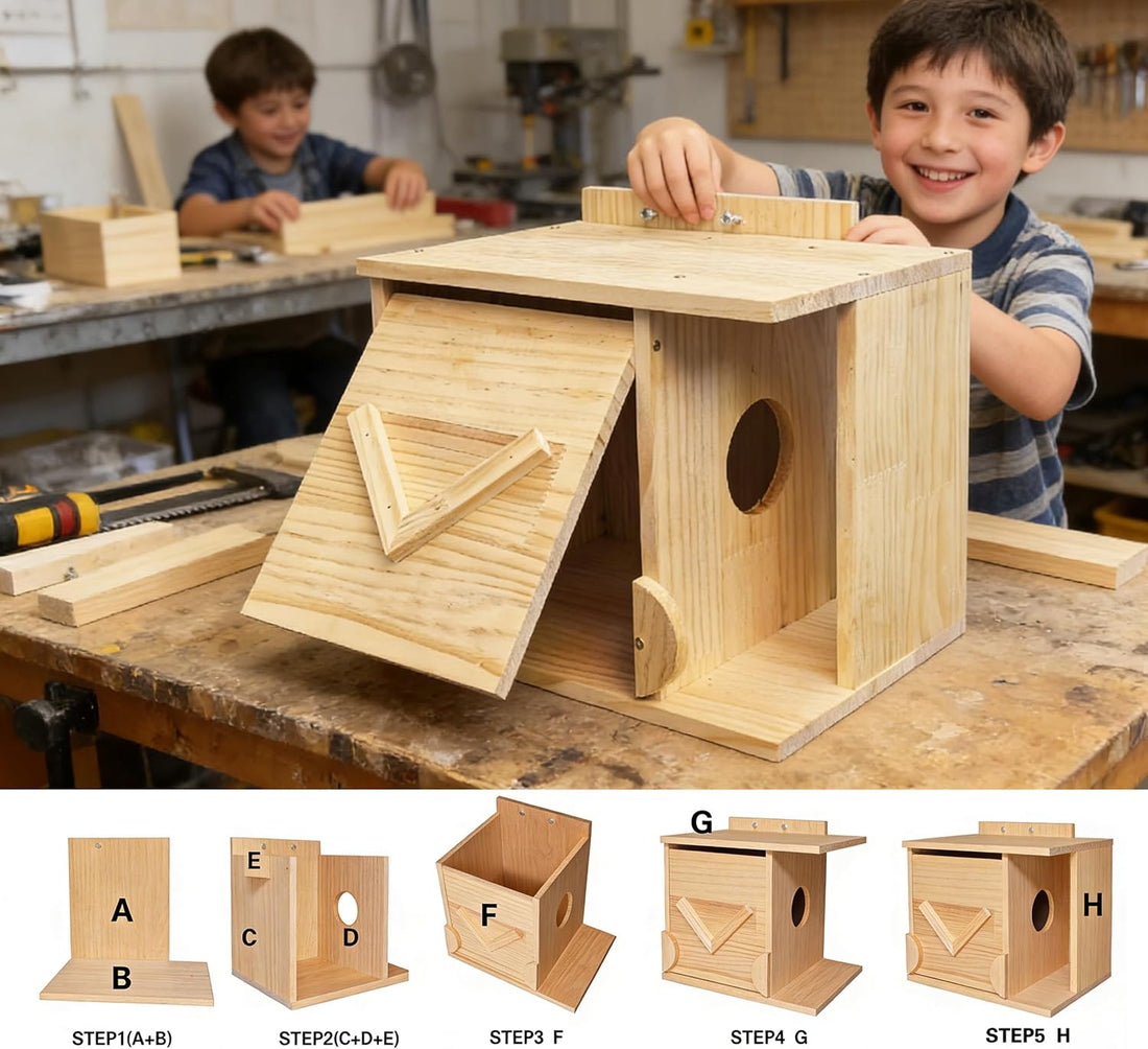 Handmade Squirrel House with Covered Porch