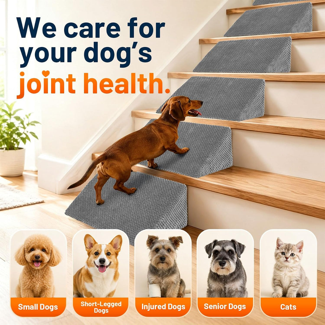 Dog Ramp for Stairs for Small, Senior, Injured Dogs & Cats