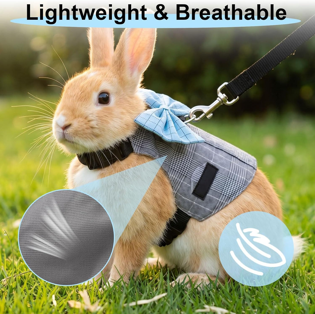 Hypeety Bunny Harness and Leash Set Adjustable Escape Proof Vest