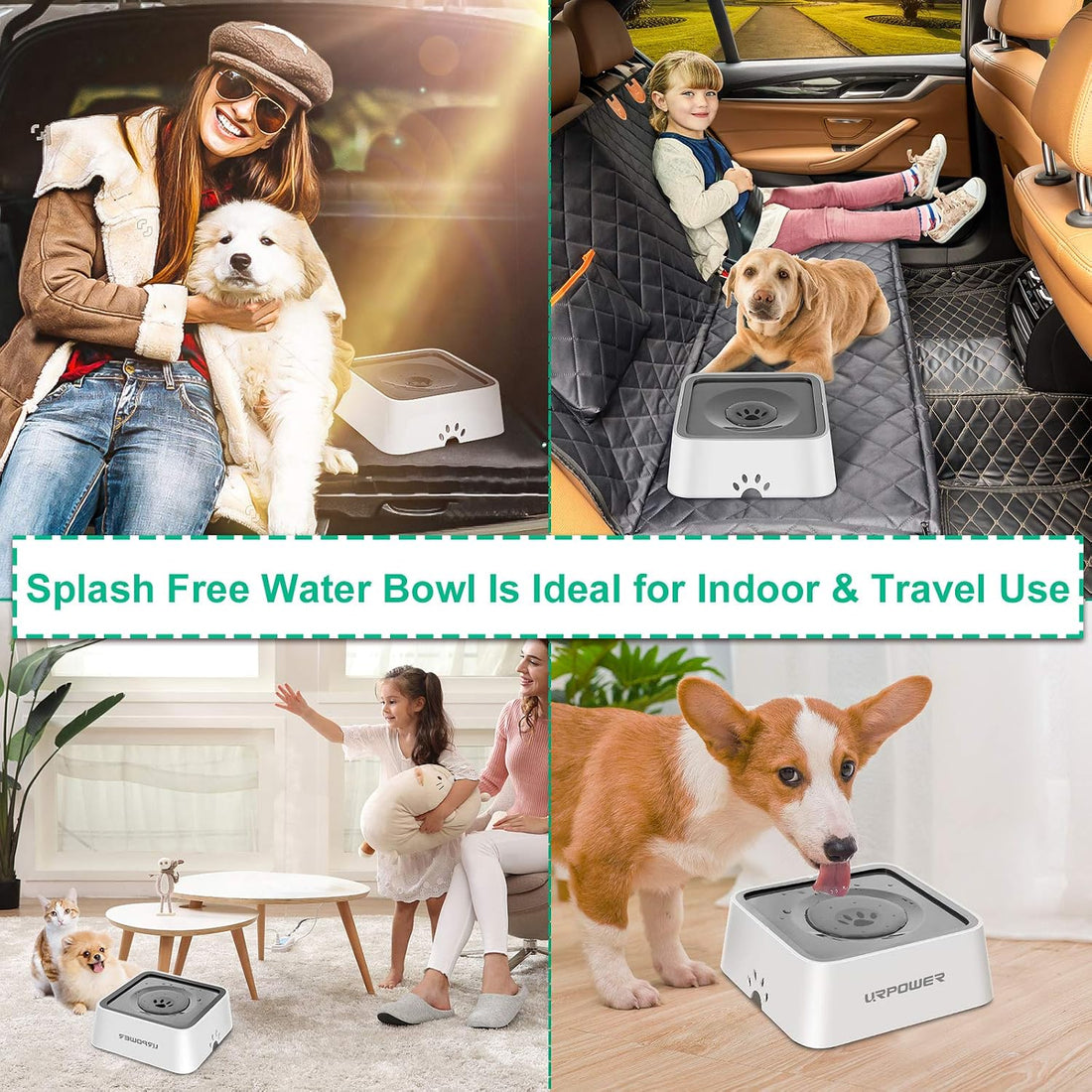 URPOWER 2.5L Dog Water Bowl 85oz Large Capacity Dog Bowls No Spill