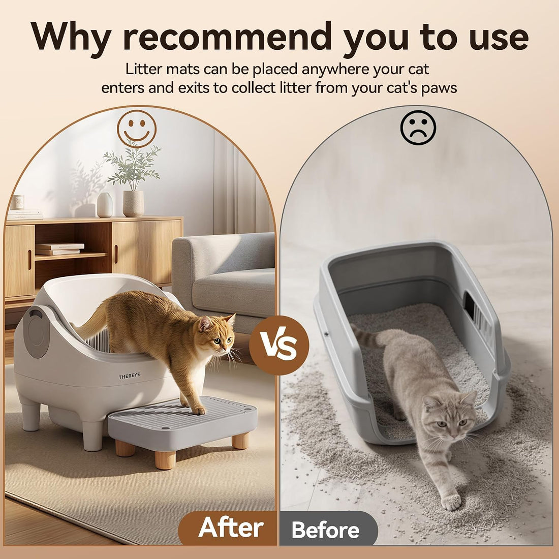 Thereye Cat Litter Box Step, Non-Slip Washable Litter Box Ramp