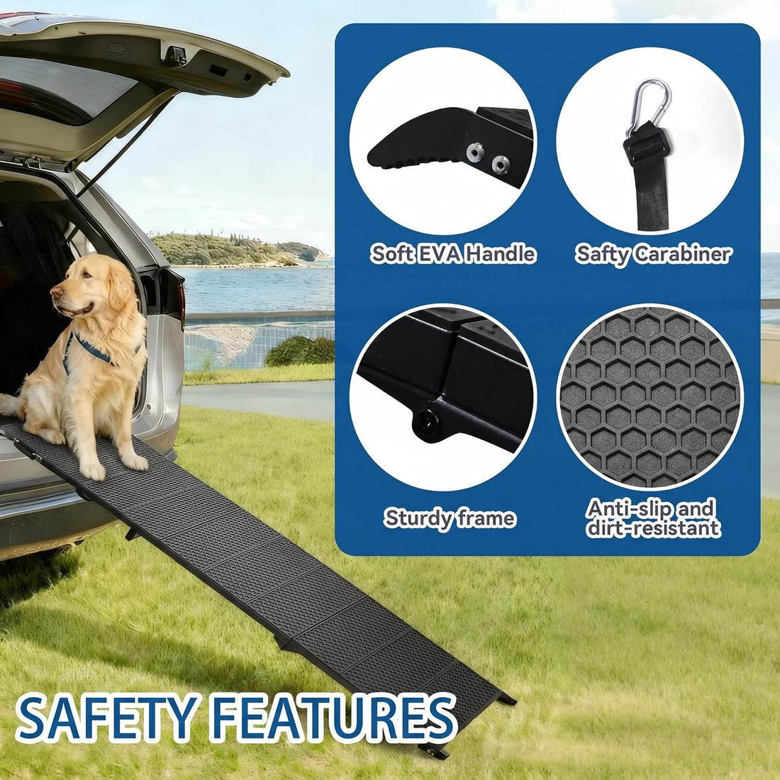 Dog Ramp for Car 71" X 17.6" Extra Long Folding Aluminum Pet Ramp