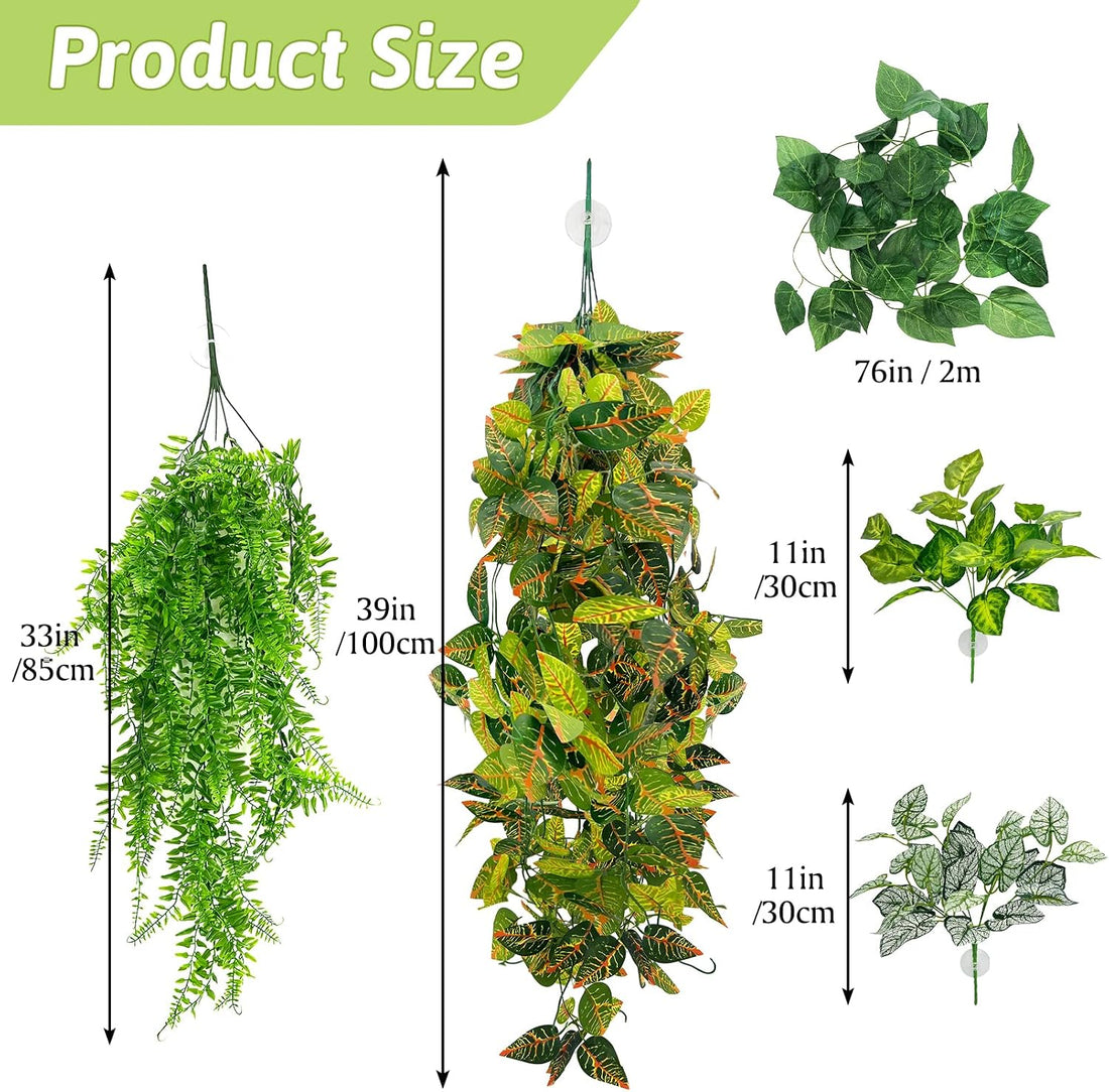 Hamiledyi Reptile Plants for Terrarium Hanging Fake Leaves