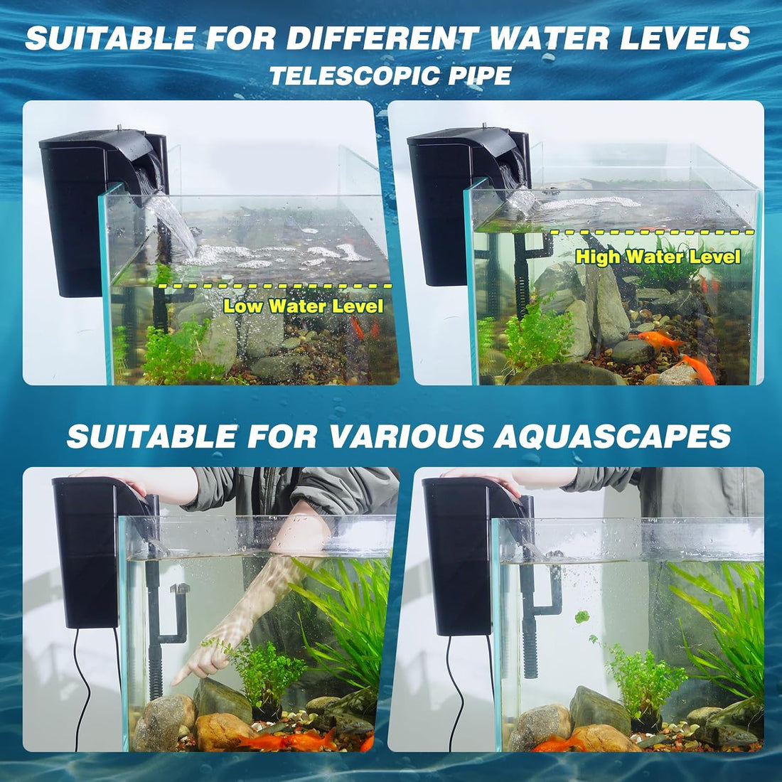 Large Hang on Back Aquarium Filter w/ U-V Light for 40-150 Gallon