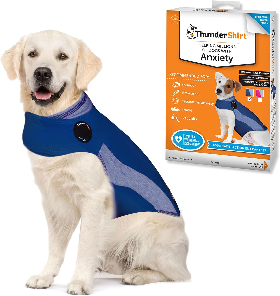 ThunderShirt for Dogs Calming Anxiety Vest, XX Large, Blue Polo