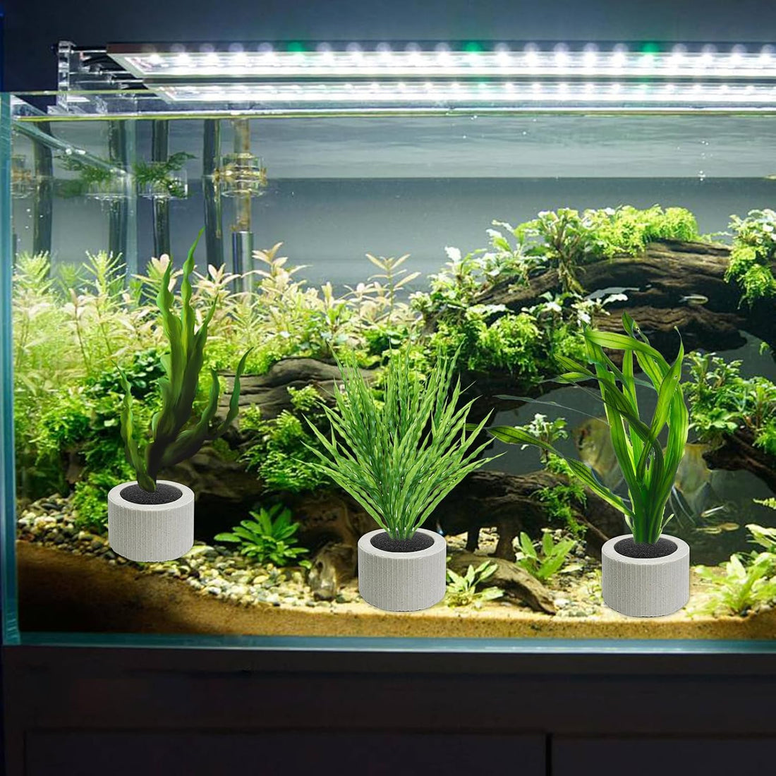 12 PCS Aquarium Plant Weight Ceramic Ring with Black Sponge