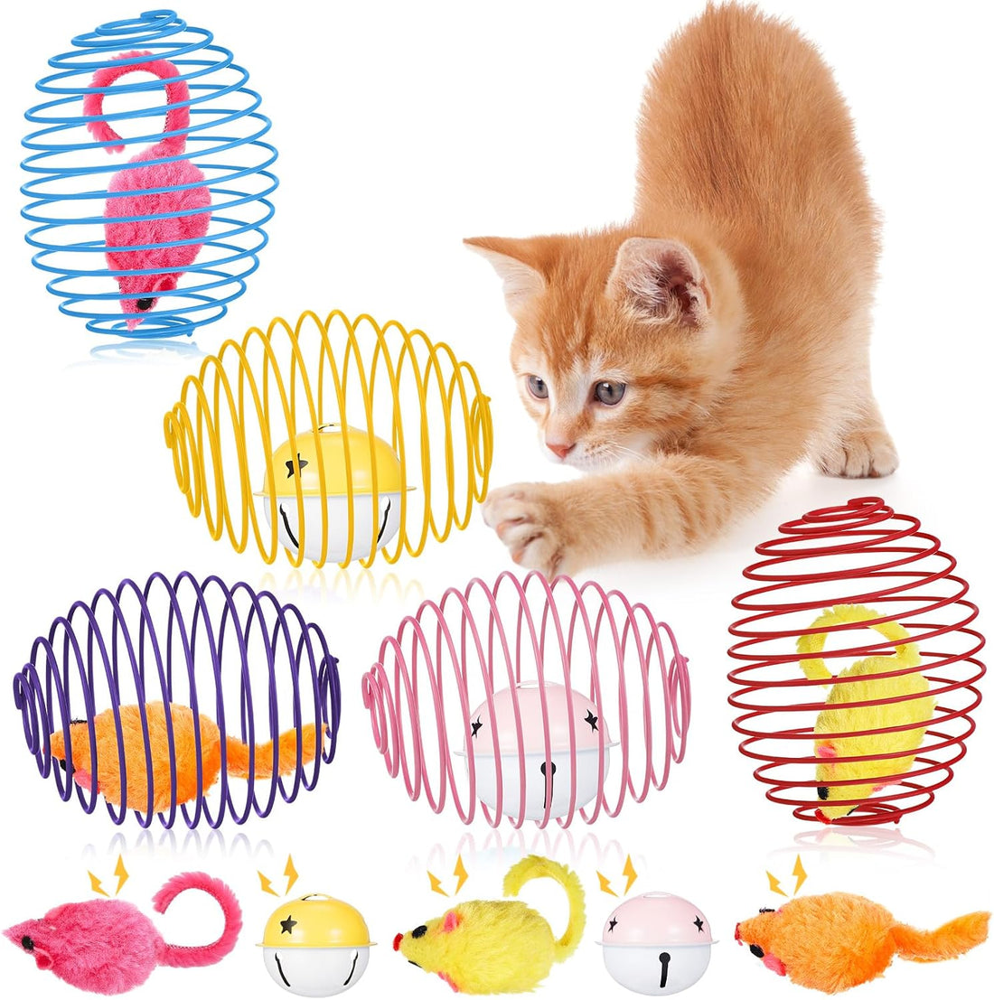 Jecery 5 Pcs Cat Toys Spring