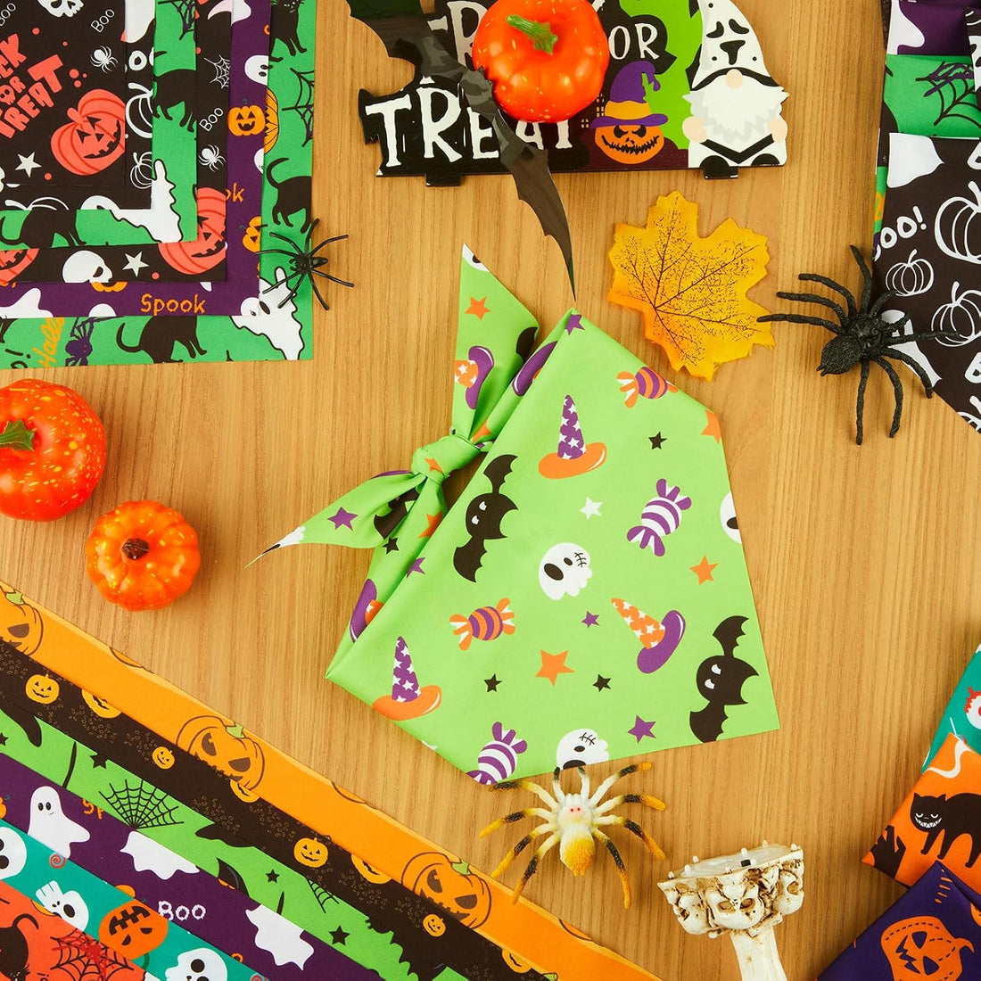 Preboun 50 Pcs Halloween Dog Bandanas Bulk