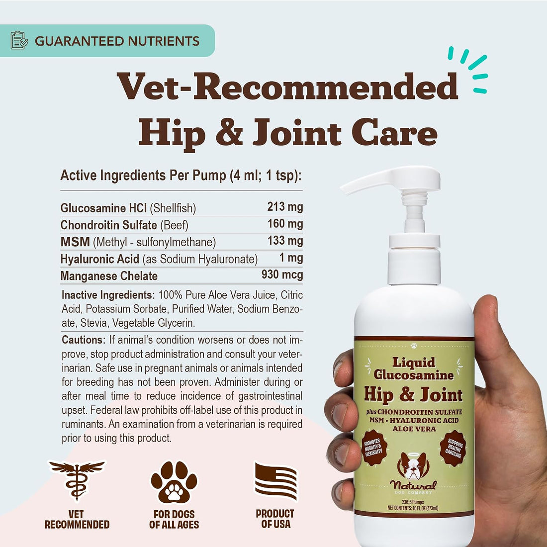 Natural Dog Company Liquid Glucosamine for Dogs, Hip & Joint Oil