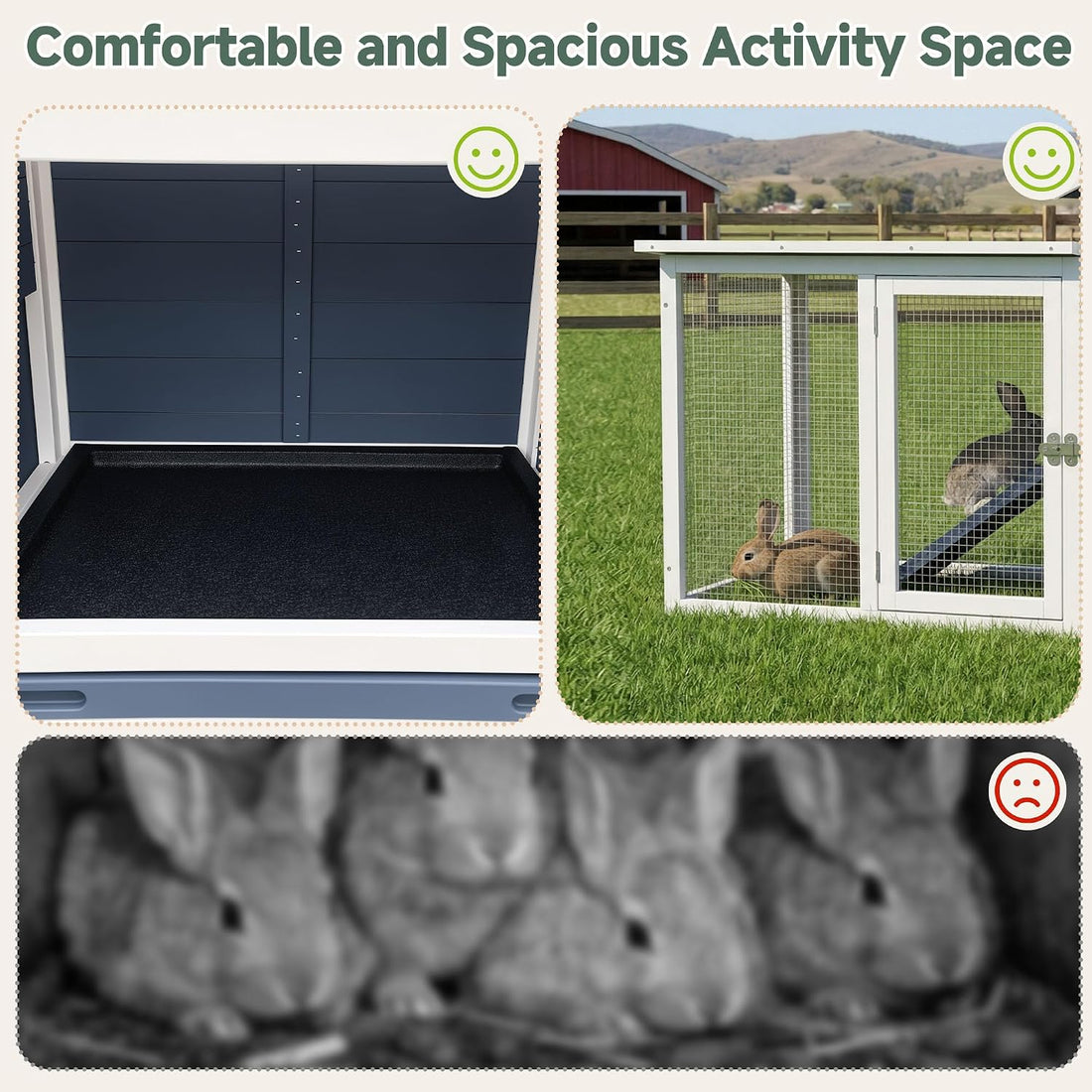 RUNSHED Wooden Rabbit Hutch, Waterproof Roof & Pull‑Out Cleaning Tray