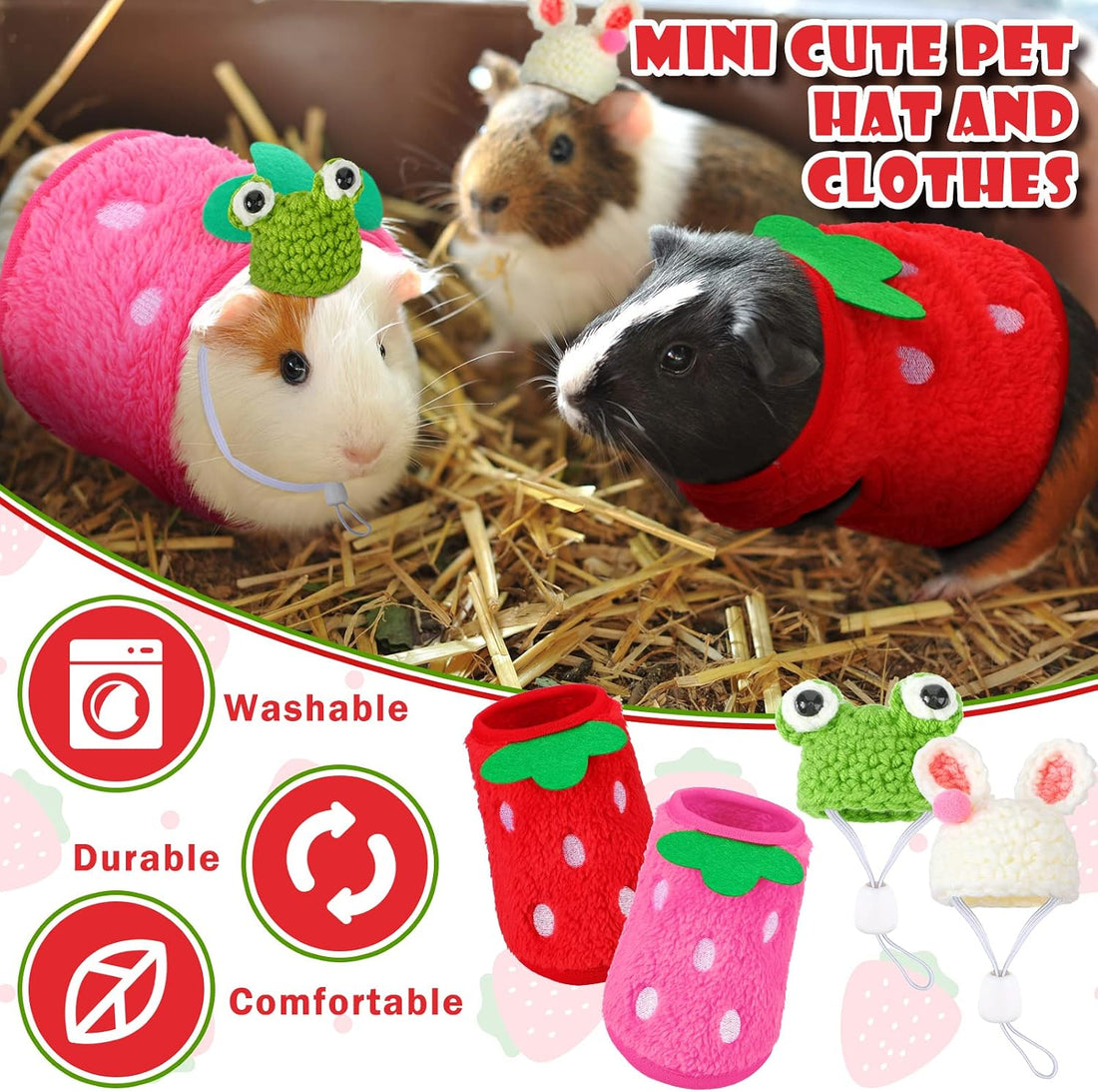 Mixweer 4 Pieces Guinea Pig Stuff Includes 2 Guinea Pig Clothes and 2
