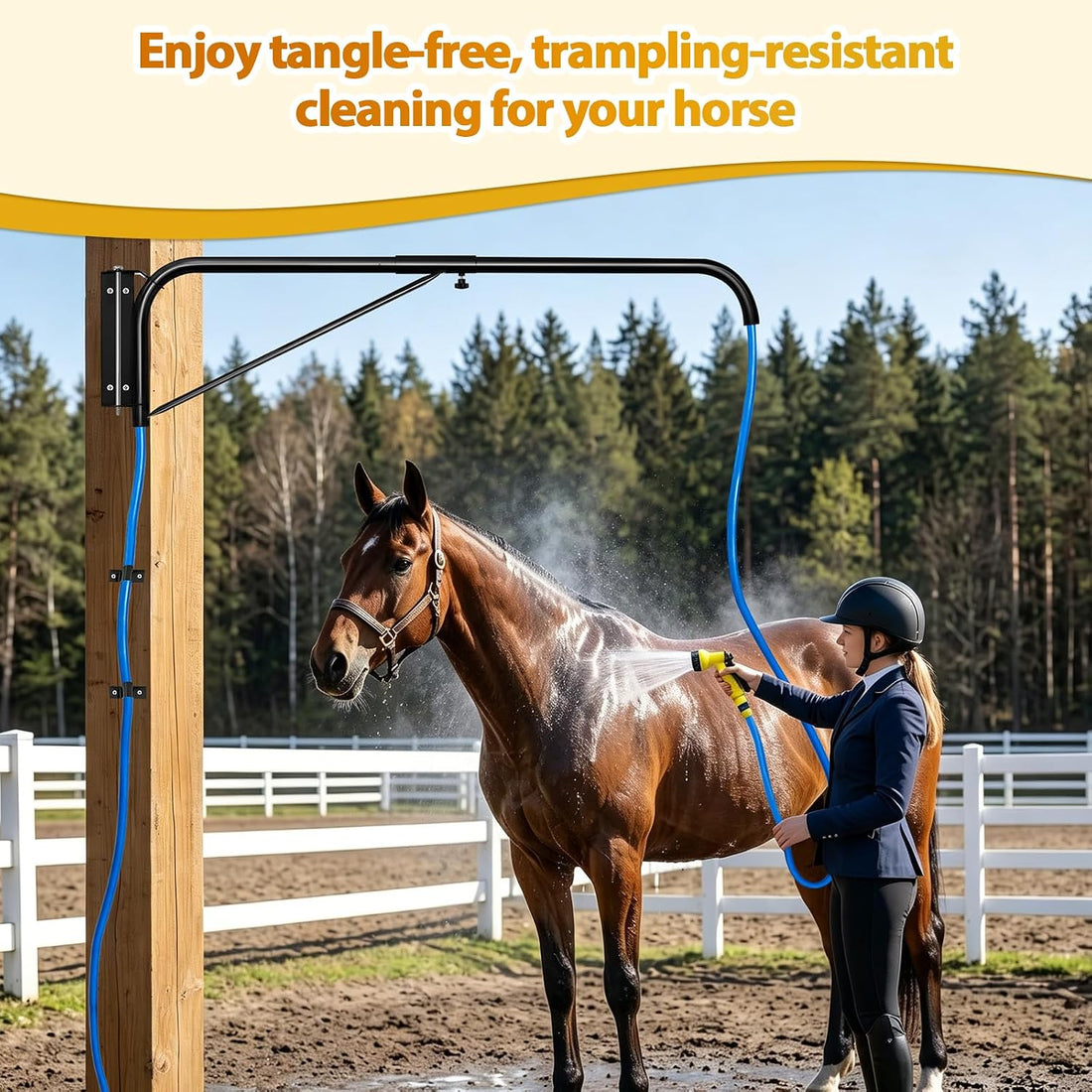 Adjustable Hose Spray Boom, Prevents Hose Tangling & Horse Trampling