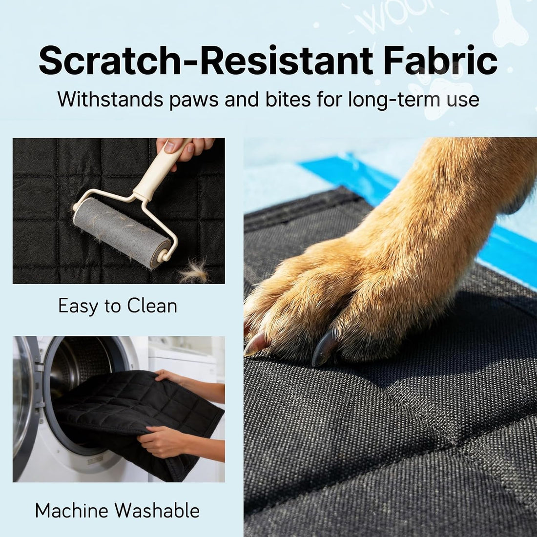 Chew Proof Dog Crate Pad with 8 Tie-Down Straps, Waterproof Dog Bed