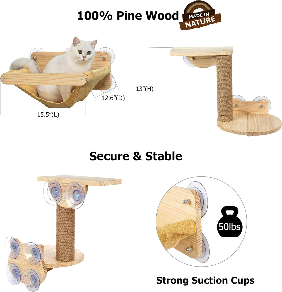Cat Window Hammock Bed 4pcs/Set Cat Window Perch for Indoor Cats Seat