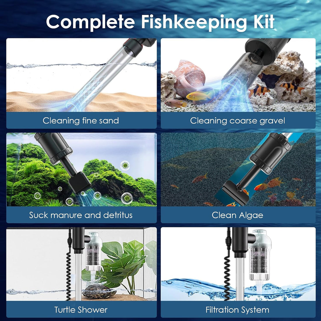 AKKEE Aquarium Vacuum Gravel Cleaner Handle Control
