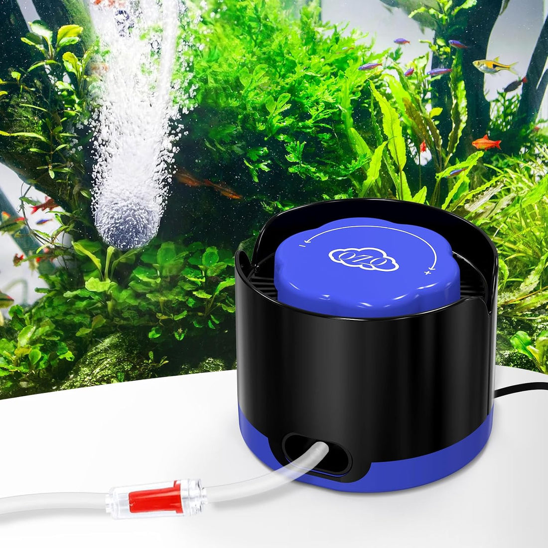 QZQ Aquarium Air Pump, Quiet Fish Tank Air Pump with Dual Outlets
