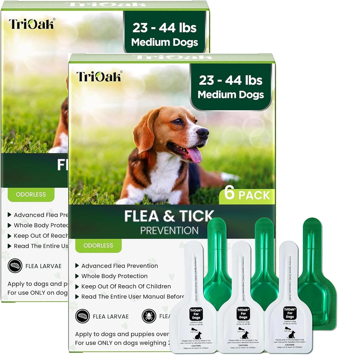 Flea and Tick for Medium Dogs, 6 Doses Helps Dogs 23-44 lbs