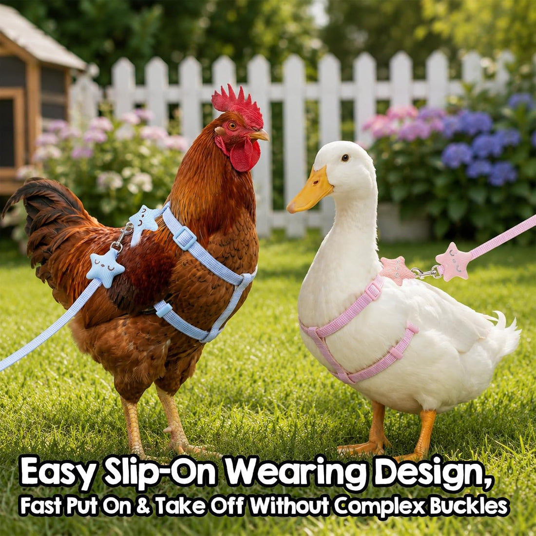 Andibro 2 Pcs Adjustable Chicken Harness and Leash Set