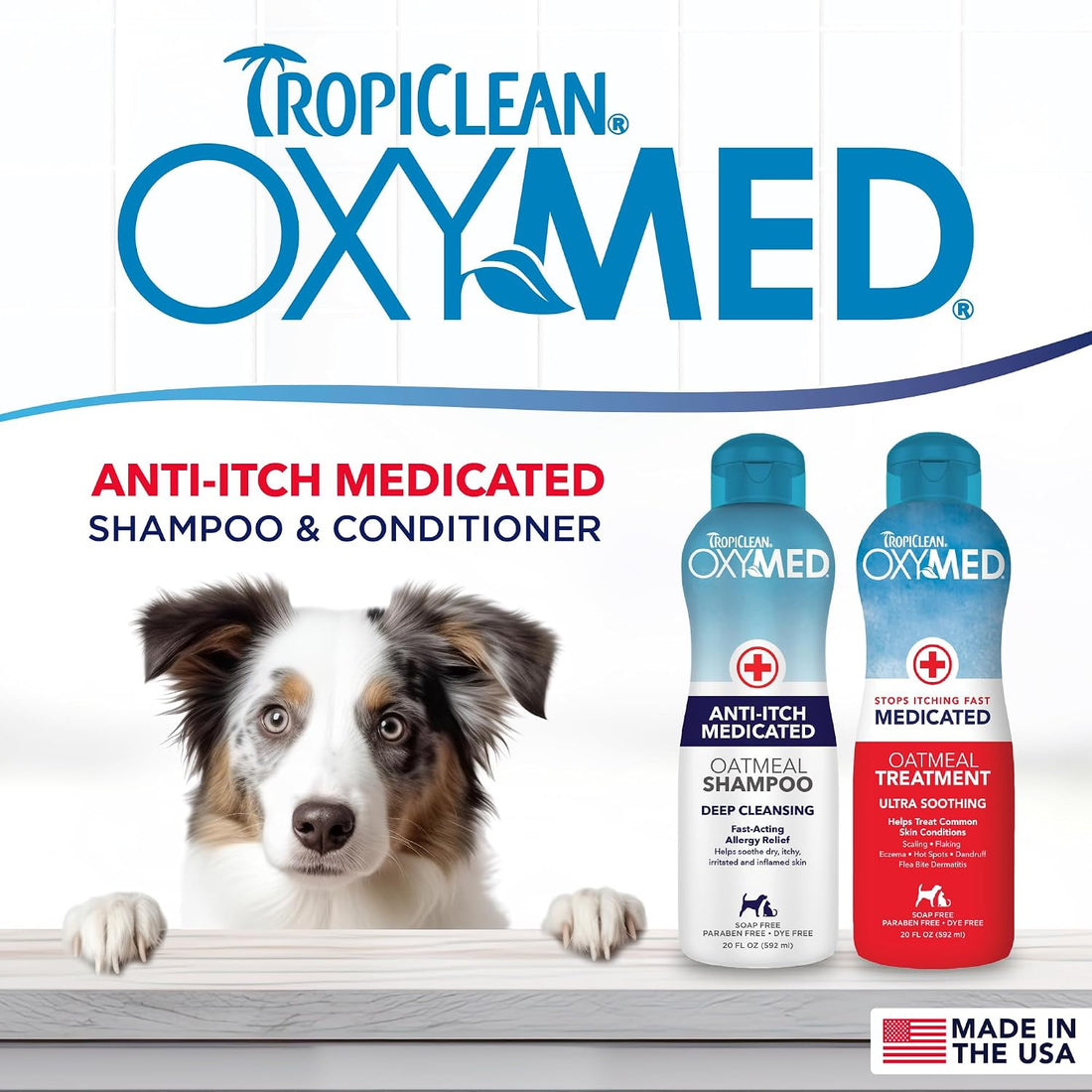 TropiClean OxyMed Medicated Dog Shampoo and Conditioner Set, 2 Pack