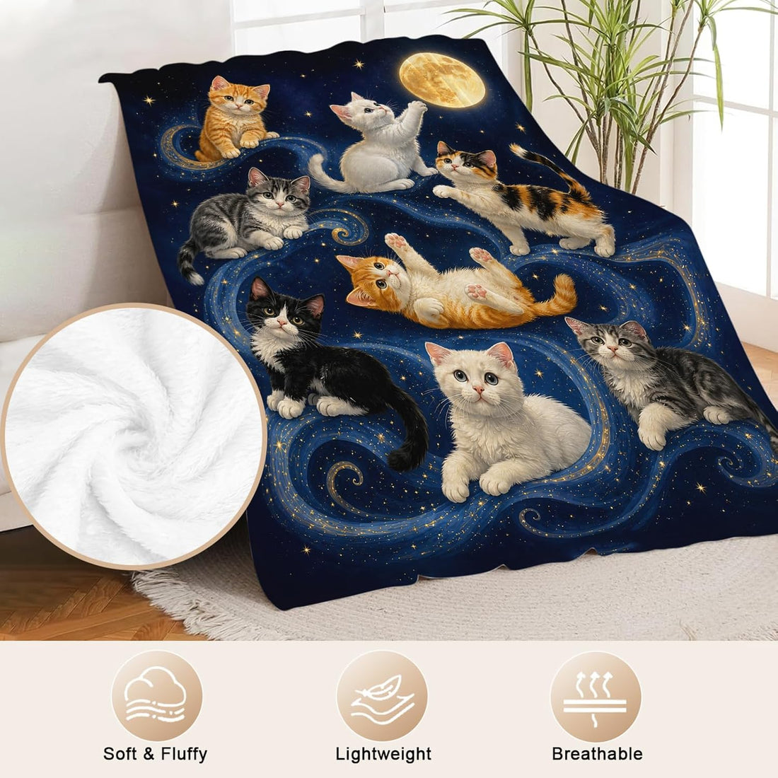 Cute Cats Throw Blanket Cat Lover Gifts for Boys Girls 50"x40"