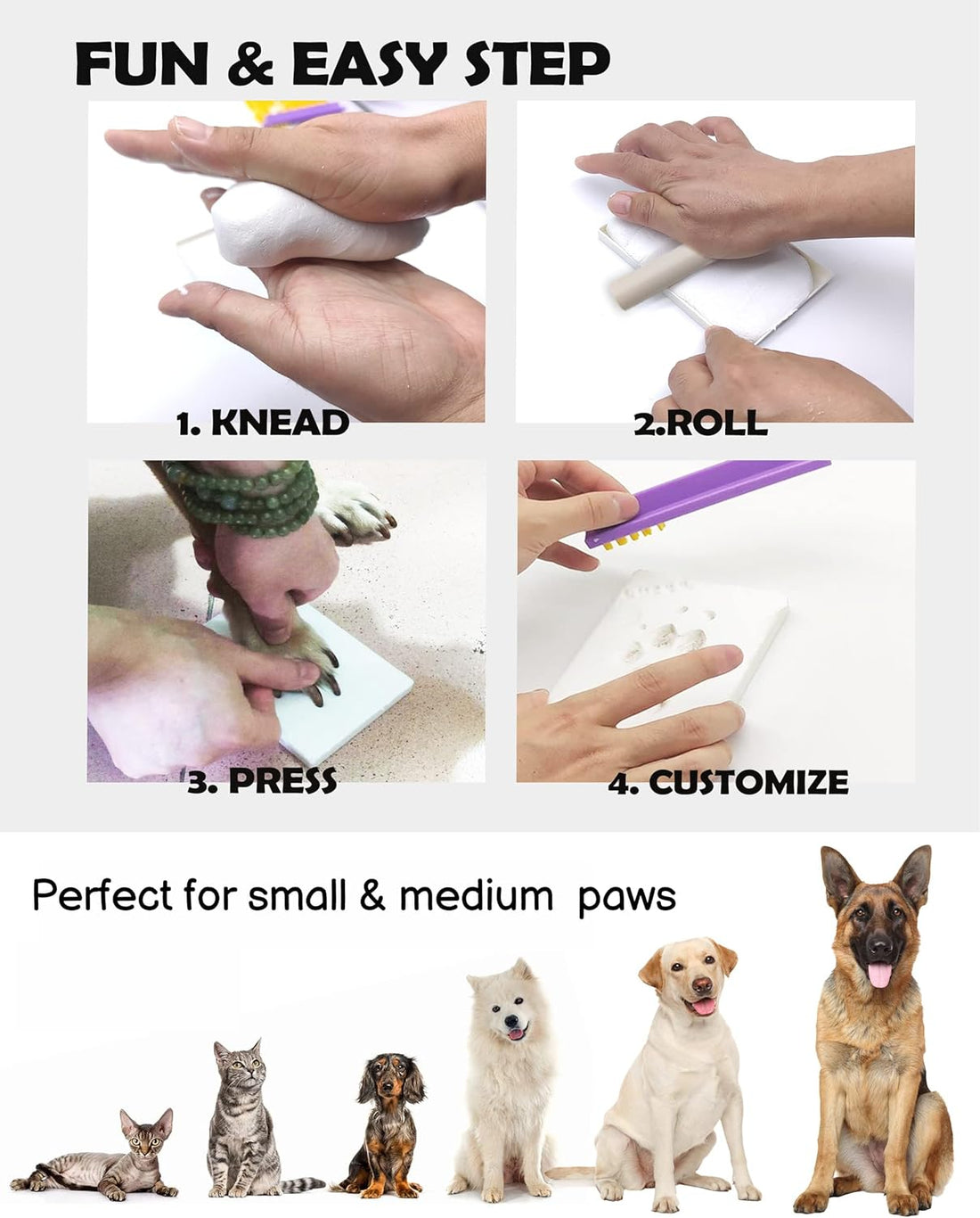 MYPAWLETS Dog or Cat Paw Print Kit with Trinkets,Pet paw Print