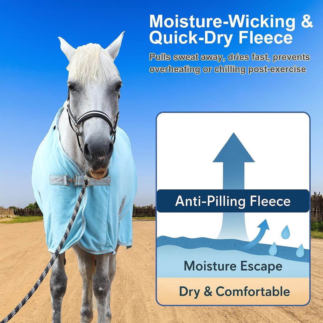 Horse Fleece Cooler Blanket, Moisture Wicking Post-Workout Drying