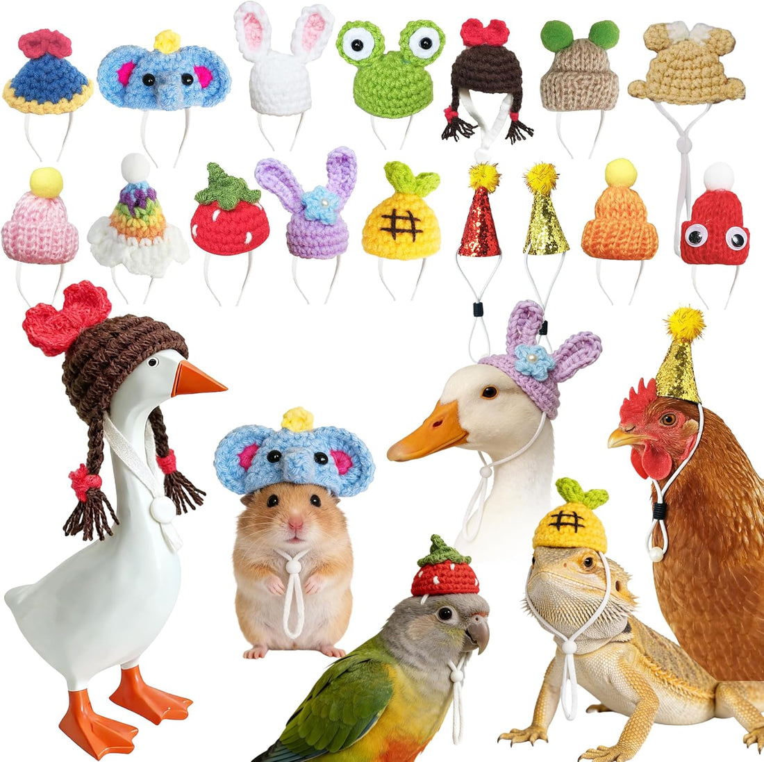 16Pcs Chicken Hats Adjustable Mini Hat