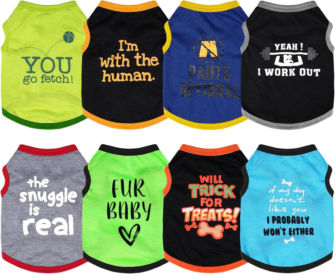 hoyuwak 8 Pieces Pet Shirts Funny Dog Printed Clothes Dog Sleeveless