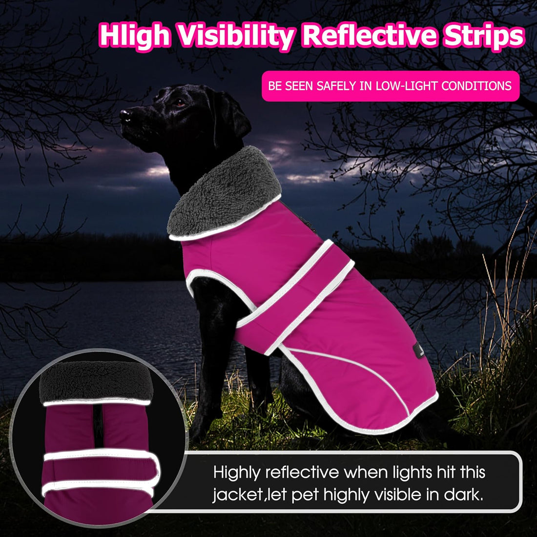 Dogcheer Dog Winter Coat, Waterproof Warm Dog Jacket with Adjustable