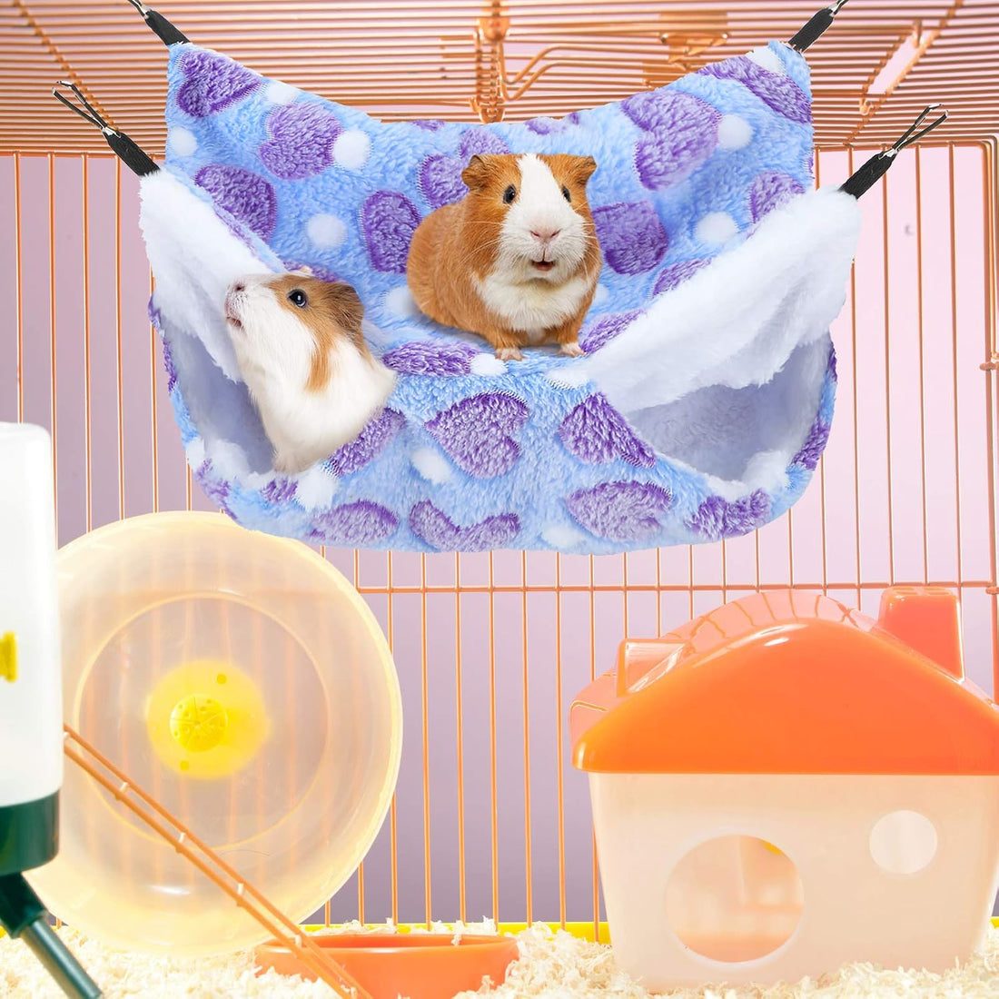 Boao 2 Pcs Guinea Pig Rat Hammock for Pet, Purple, Coffee