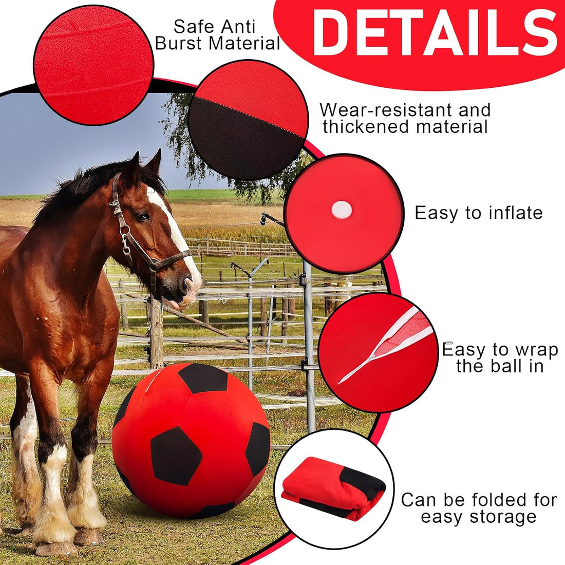 48 Inch Giant Herding Ball for Horses with Covers and Pump