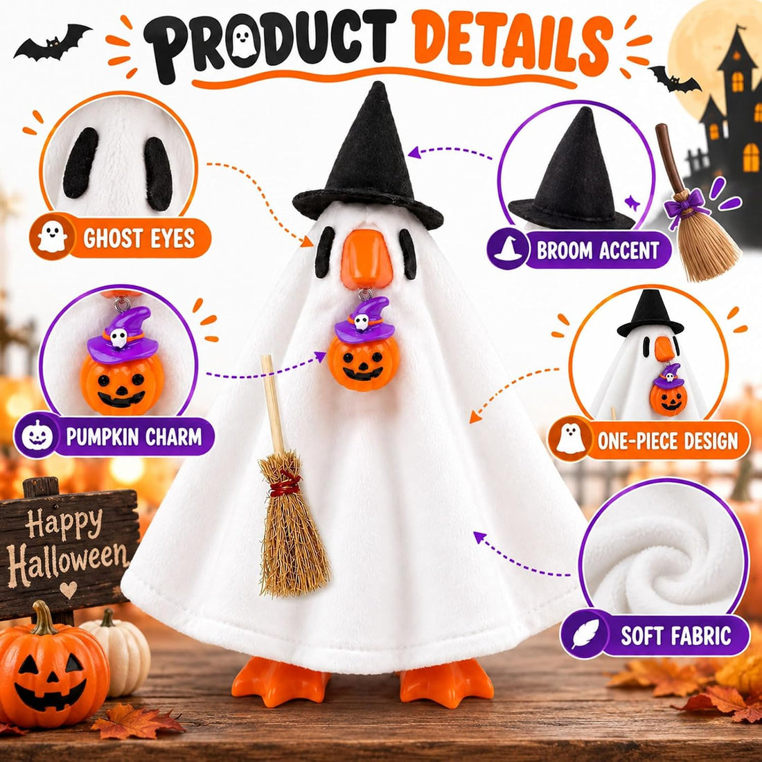2 Sets Halloween Desk Goose Outfits for 7 Inch Goose