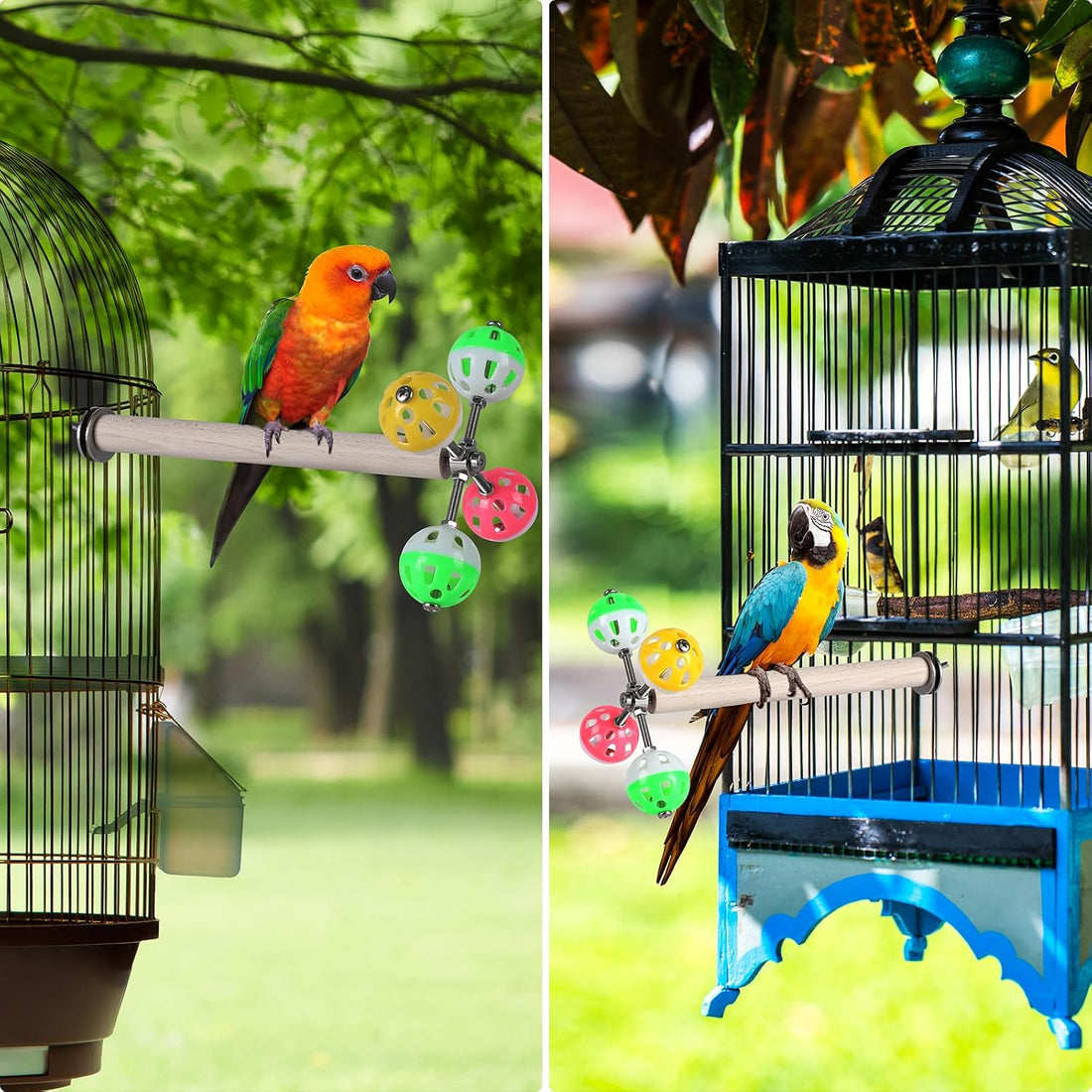 Teniinet Stand Perch Toy with Rotating Balls for Birds, 1Pcs