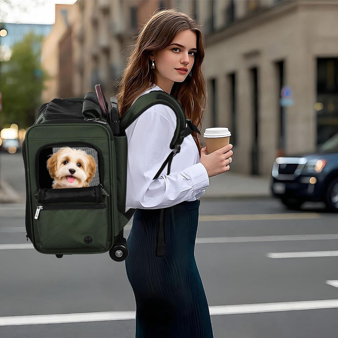 EliteField Deluxe Rolling Backpack Dog & Cat Carrier (2-Year Warranty)
