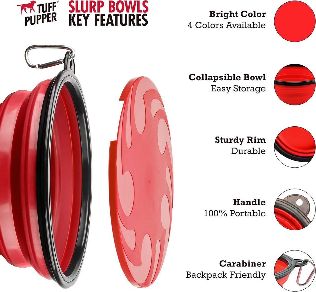 Tuff Pupper SuperBigSlurp Collapsible Dog Bowls, Extra Large Capacity