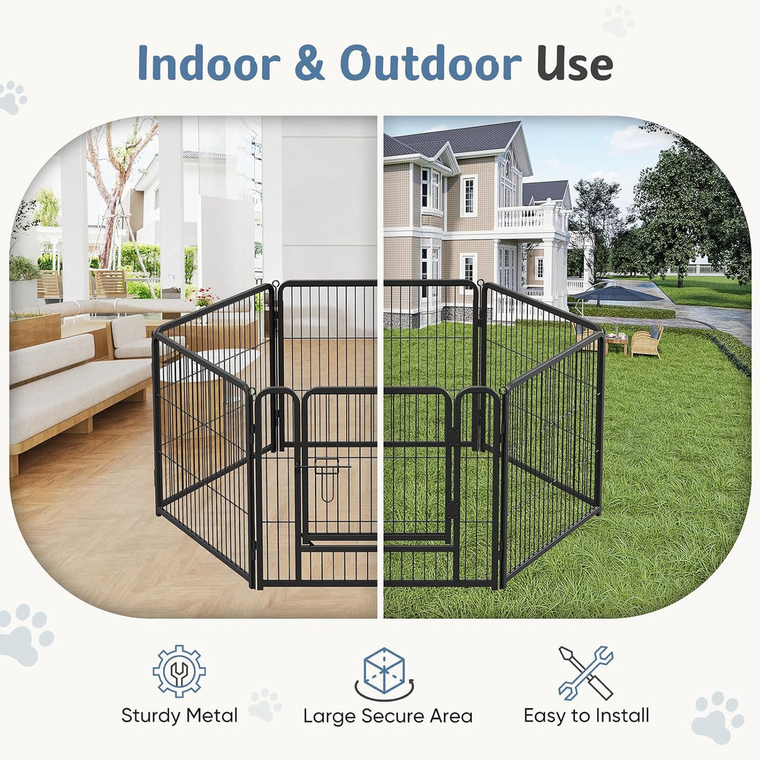 DUMOS Dog Playpen 24 Inch 6 Panels Indoor Outdoor Metal Pet Fence