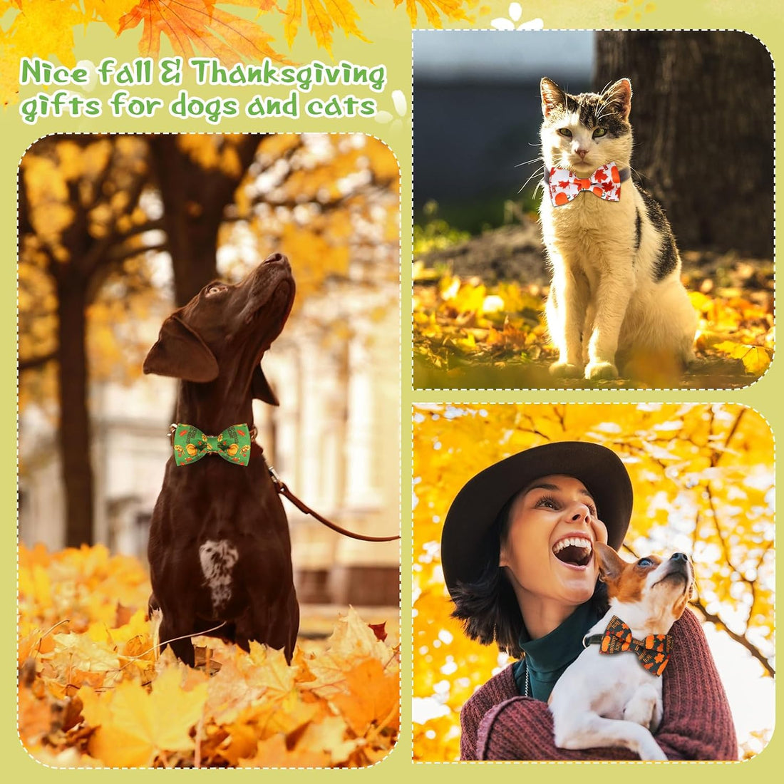 Talltalk 30 Pcs Fall Dog Bow Ties Fall Style, Pet Collar Bows for Cats