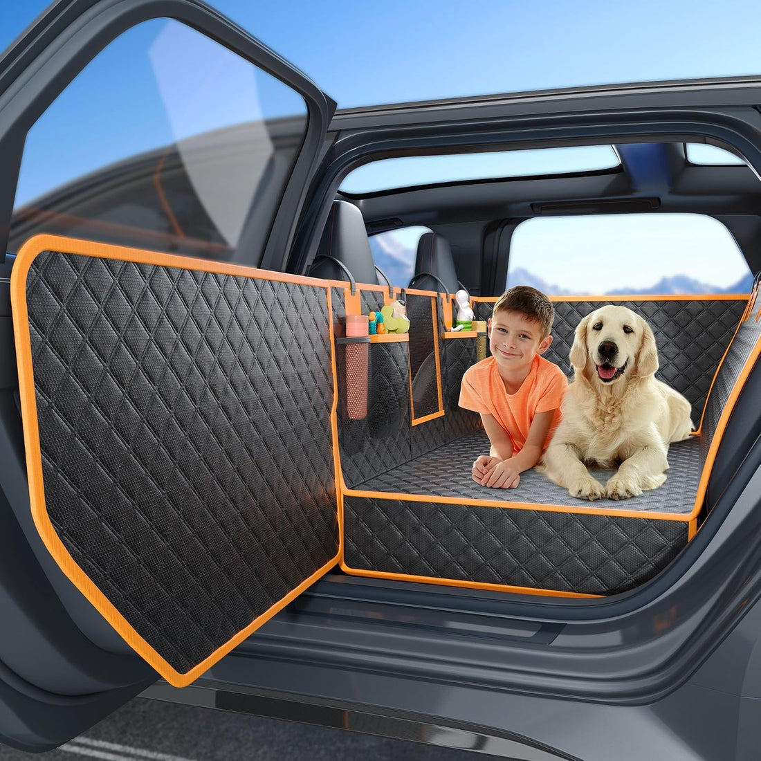 Twesync Dog Seat Cover for Back Seat, Hard Bottom Back Seat Extender