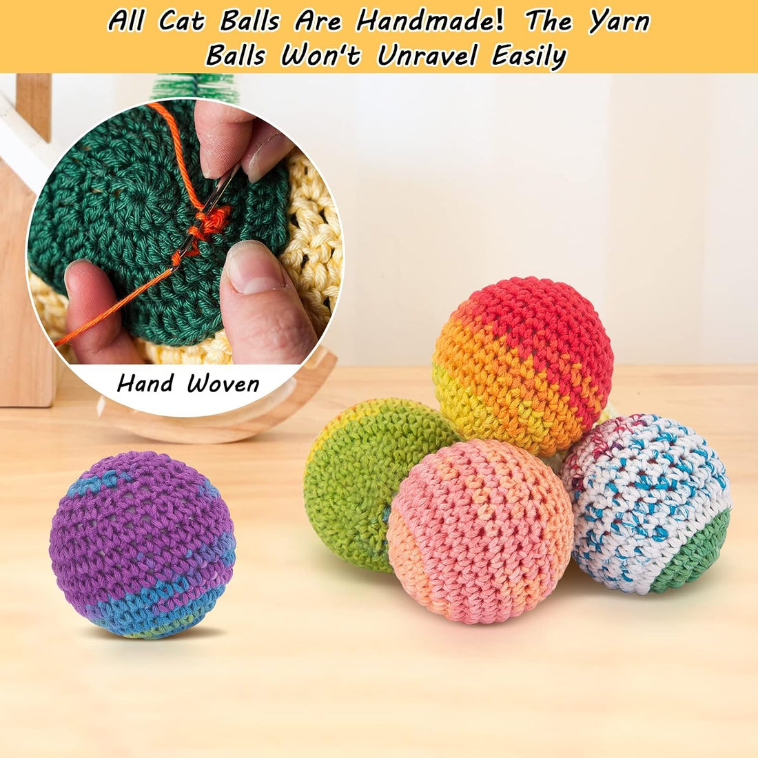 Retro Shaw 6 Pack Cat Toys Balls with Bell Inside