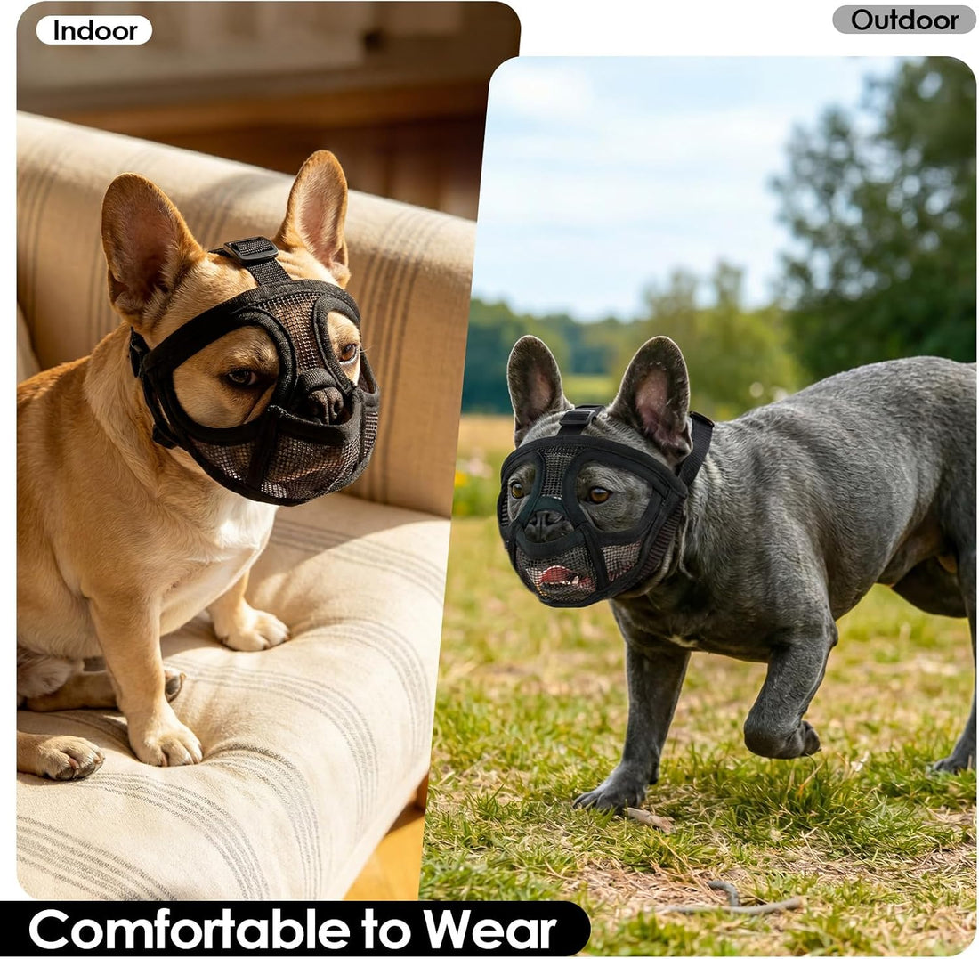 Short Snout Dog Muzzle, Breathable Soft Mesh French Bulldog Muzzle