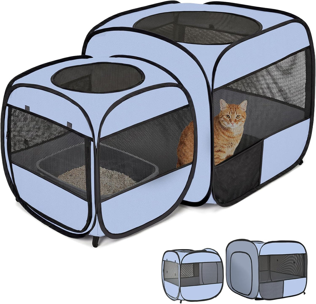 2-in-1 Dog Playpen Portable Cat Playpen, Non-Separable, No Assembly