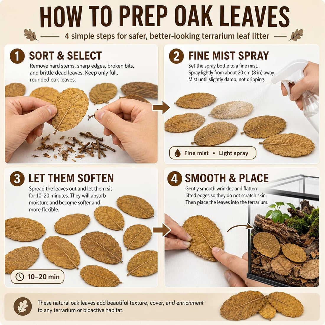 MAQIHAN 5oz Oak Leaf Litter - Dry Substrate for Reptiles Isopod