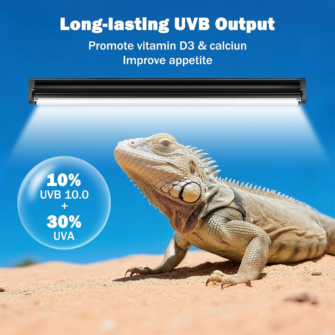 T5 10.0 UVB Reptile Light Fixture, 24W 22" for Bearded Dragon