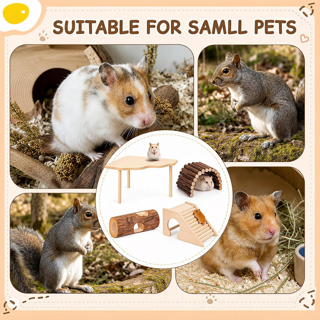 Breezehug 4 Pcs Hamster Cage Accessories Hamster Platform Toy, Hole