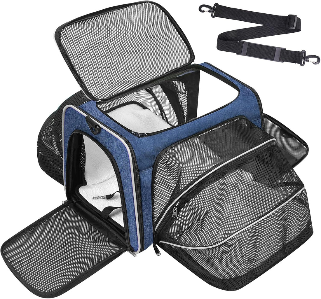 Pet Carrier, Large Soft Sided Expandable Travel Carrier with Steel