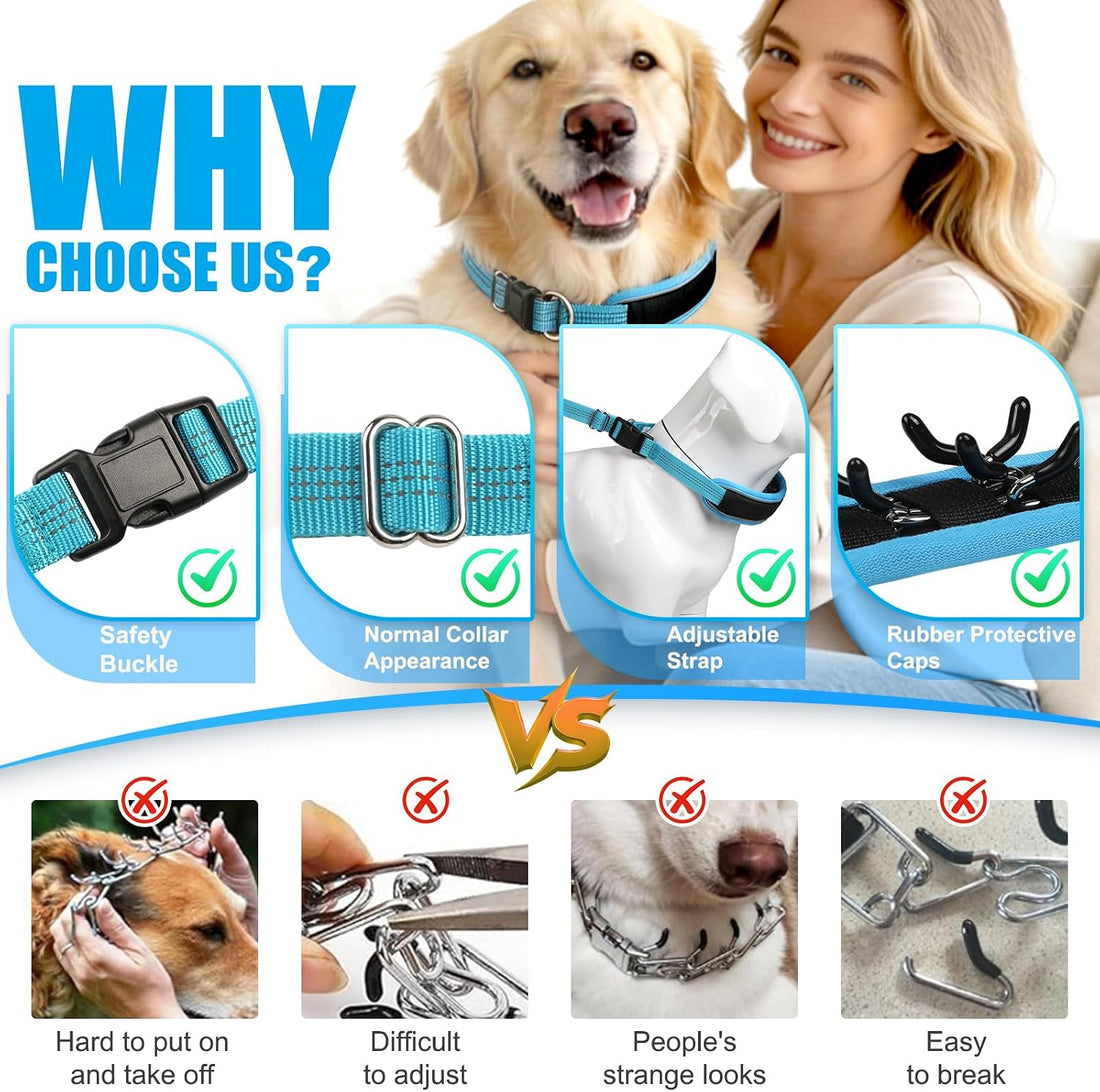 Lightweight Prong Collar for Dogs, Reflective No Pull Dog Collar